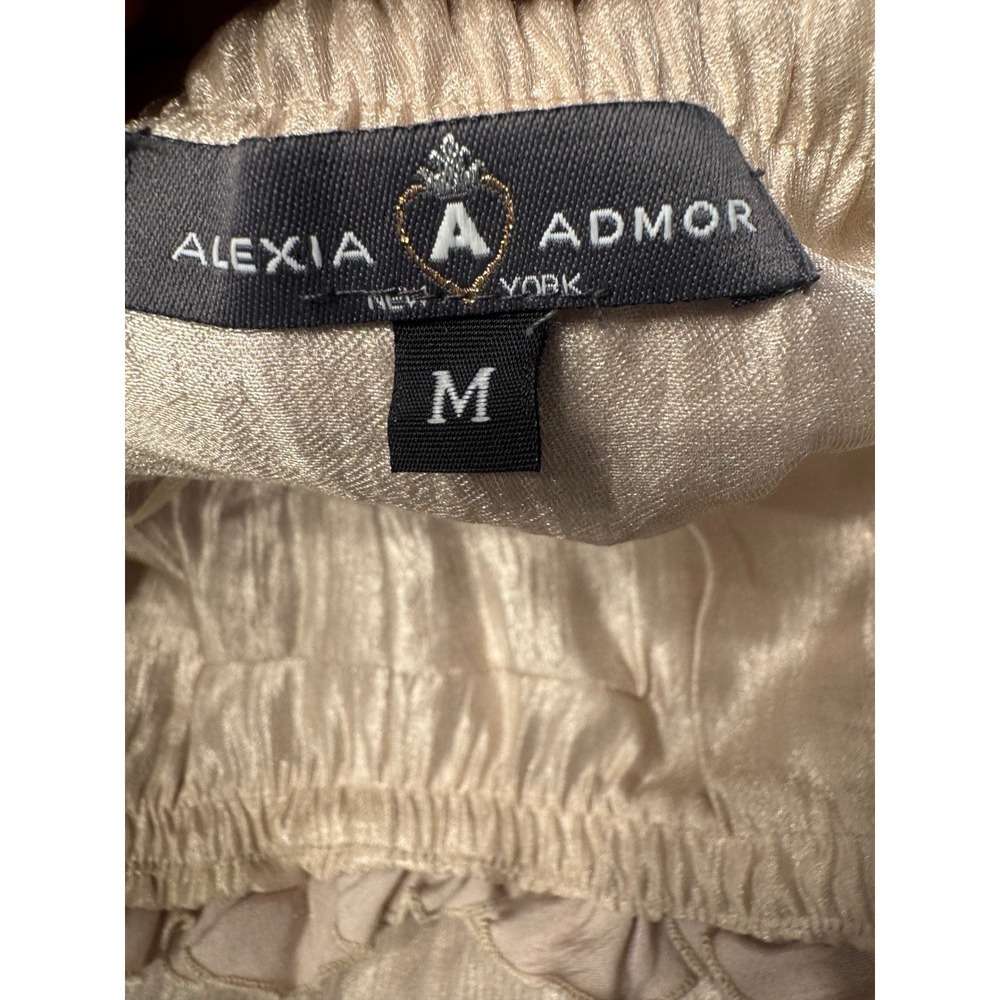 Alexia Admor Strapless Ruffled Embellished Cocktail Dress Champagne M - Picture 5 of 7